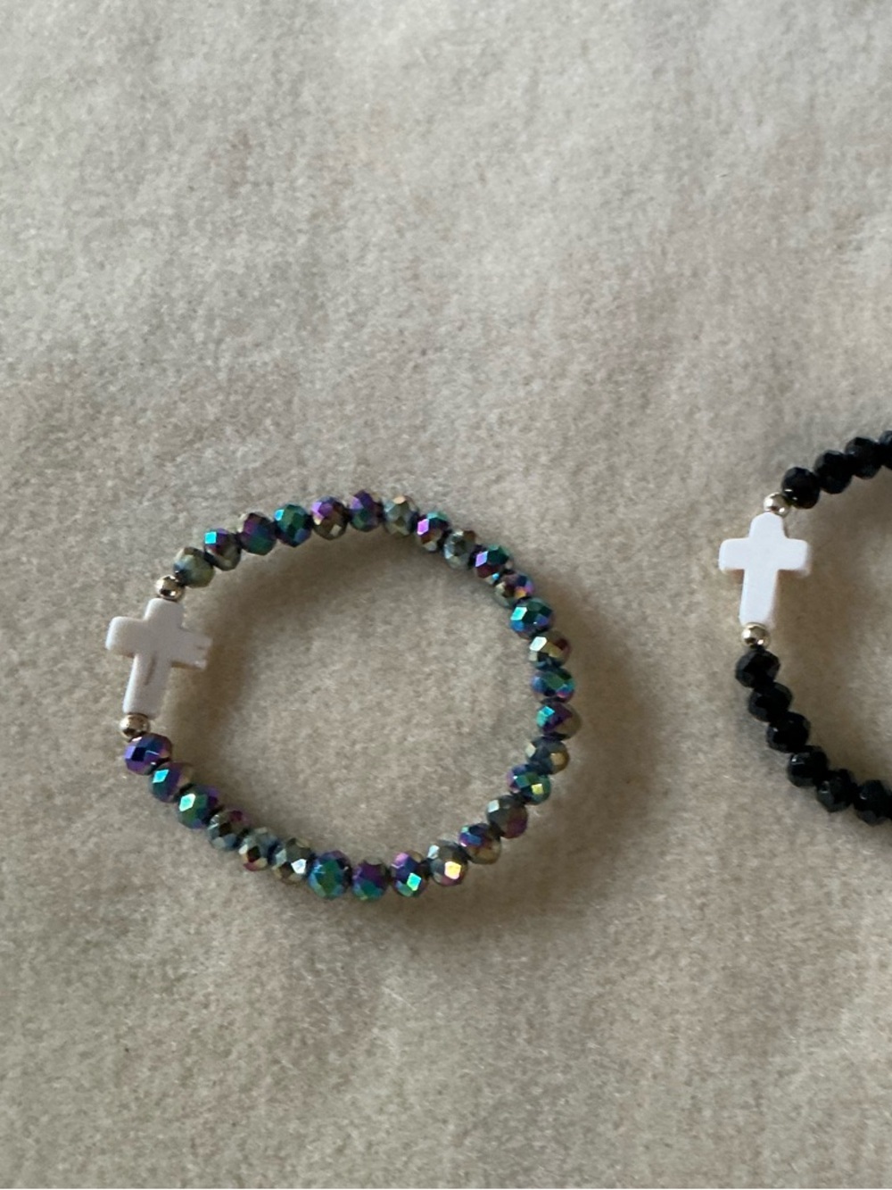 Stretch Bracelet Set with Cross Charm - set of 2 - Picture 2 of 2